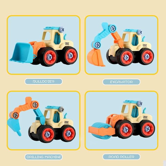 It is fun and help to exercise their hands-on ability and logical thinking ability.Apart Toys,4 pcs DIY Truck Car Toys Set for 3 4 5 6 7 Year Old Boys Girls, Construction Engineering STEM Learning Toys Building Play Set for Kids Children