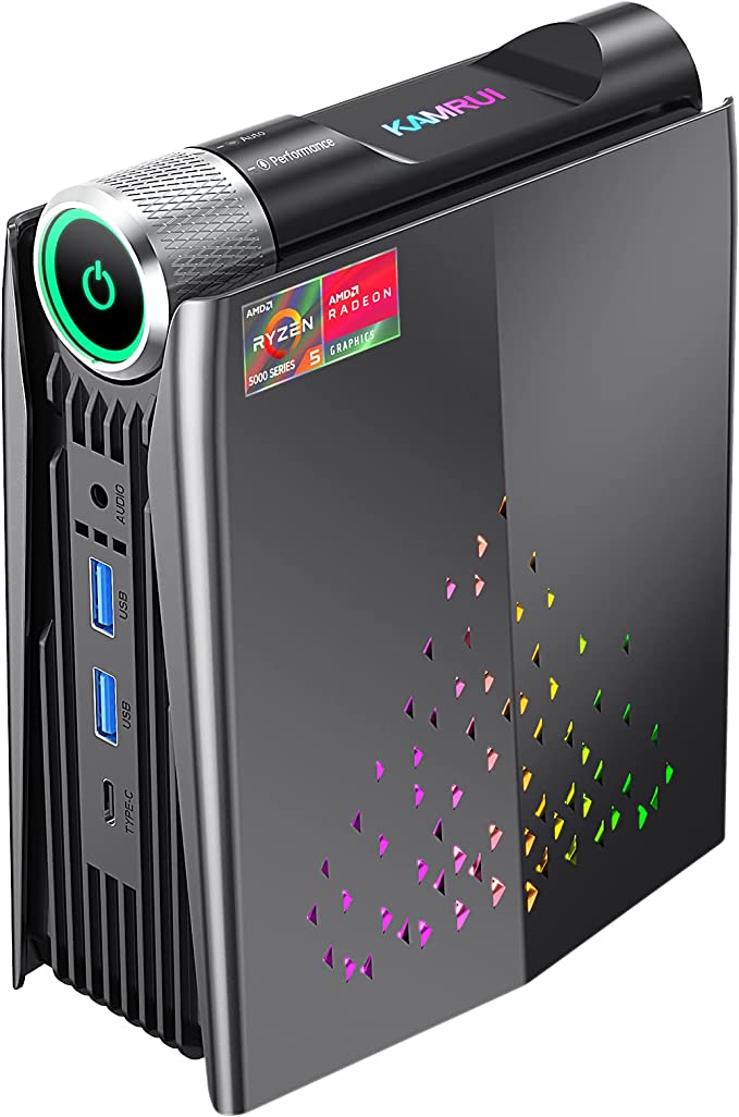KAMRUI Mini PC AMD Ryzen 5 5600U Up to 4.2GHz, Windows 11 Pro 16GB RAM 512GB SSD Small Computer, Radeon Vega 7 Micro Desktop PERF Adjustable, RGB Light, Upgrade Capacity, 4K HDMI DP Type-C