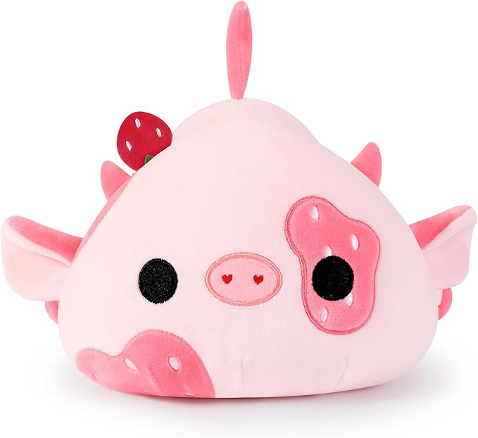 Plush Strawberry Cow is filled with elastic cotton which is softer than ordinary, skin-friendly fabrics give you better skin touch feeling,