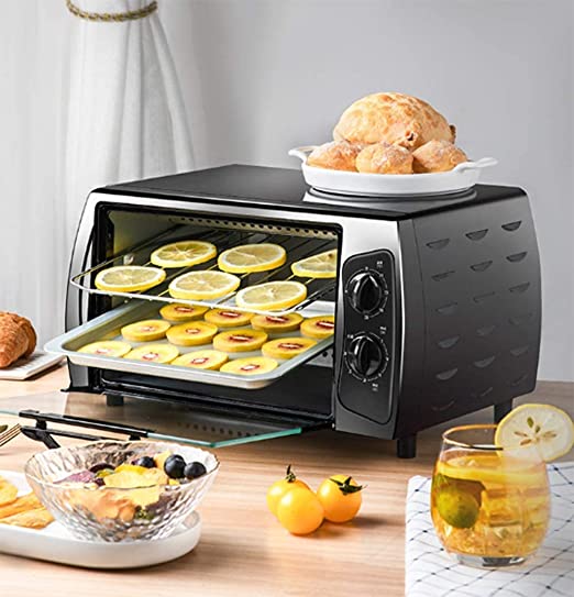 MingrXieh 30L Mini Electric Oven, Adjustable Temperature 70-230℃ and 60 Minutes Timing Household Multifunctional Baking/Fermentation/thawing Electric Oven Tempered Glass Door and Accessories 1600W,