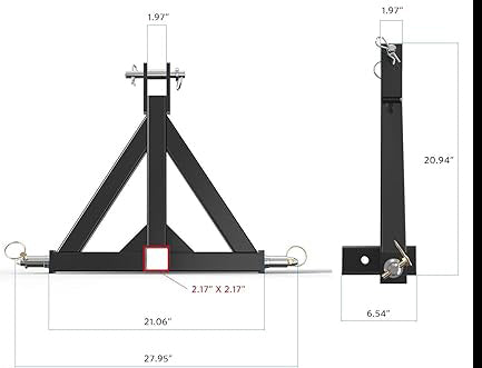 Trailer Hitch adapter is made of heavy duty steel construction. Strong gloss black powder coated finish. Trailer Hitch Receiver Heavy Duty Tractor Drawbar Adapter Quick Hitch Category 1 Compatible with BX,