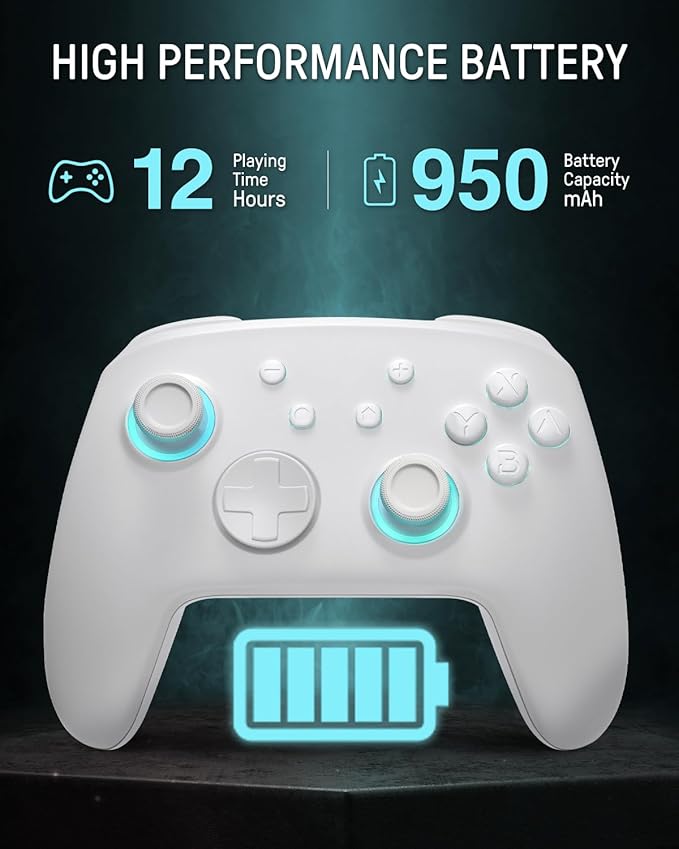 Each time you press the Light button, Firefly Bluetooth Remote Gamepad with 7 LED Colors/Paddle/Turbo/Motion Control - White