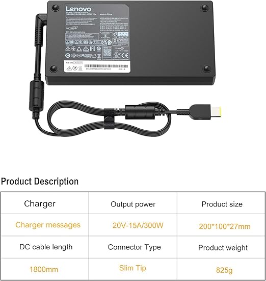 automatically detects and delivers voltage and current based on your devices' needs,  Lenovo Legion 5 5i 5P 7 7i pro 15 16 17 C7 S7 Y540 Y545 y730 Y740,Gaming Laptop Charger for ADL300SDC3A GX21F23045 ADL300SLC3A SA10R16956
