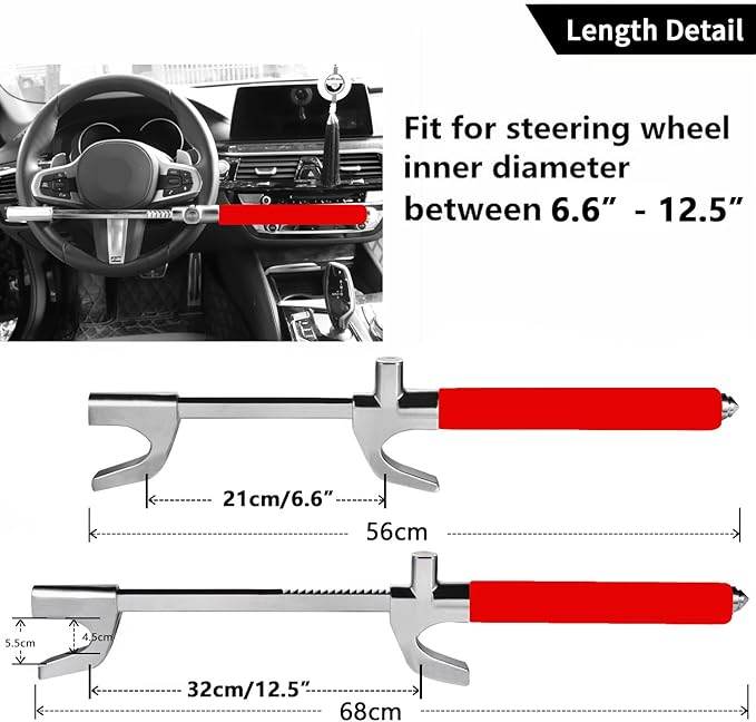 Wheel Lock,Vehicle Anti-Theft Lock,Adjustable Length Clamp Double Hook
