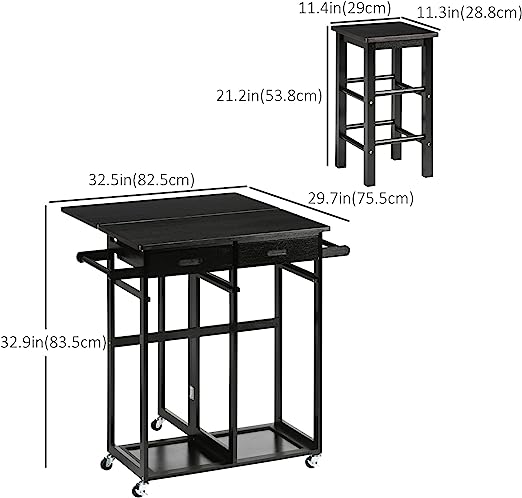 3-piece set, including a table and 2 bar stools, perfect for the dining room, kitchen, bar, or cafe