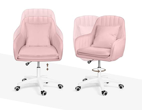 Computer Chair Mid Back Chair Living Room Chairs 360 degree swivel and a wheeled chrome-plated base for ease of movement while working. Adjustable Task Chairs Modern Office Chair Makeup Chair 360° Swivel