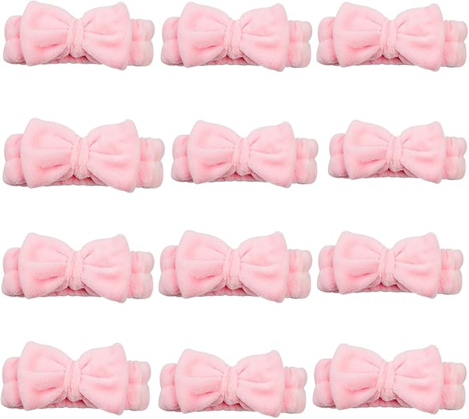 The initial length of the spa headband is 8 inch,the Elastic hair bands can be stretched to 13-14 inch,almost fits for all ages. 12pcs Spa Headband Soft Bowknot Spa Hair Band Coral Fleece Headband Makeup Headbands