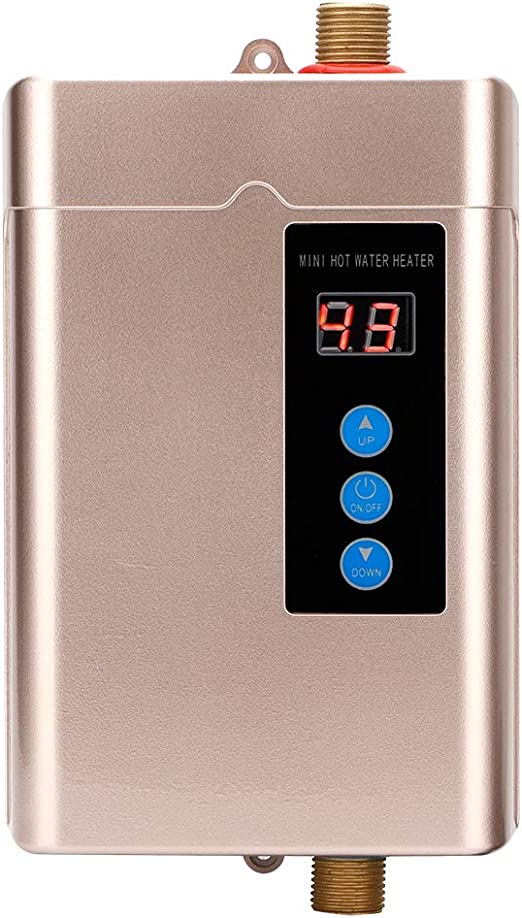 Instant Water Heater, Mini LCD Display Touch-Screen Electric Tankless Water Hot Heater Remote Control Household Water Heating Machine with Memory Function for Bathroom Kitchen (Black US 3000W)