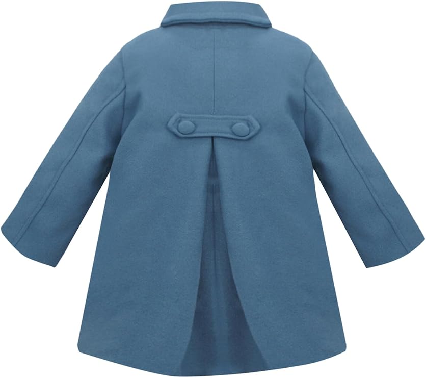 Long sleeve, double breasted, solid color, warm pea coat, baby trench coat, can match with the sweater, sweatshirt, dress, hat and scarf etc. Easy wear or take off. Coats Cloak Button Jacket Clothes Outerwear Clothes Winter Trench Peacoat