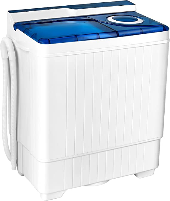 Twin Tub Washer with Spin Dryer, 26lbs Capacity, Built-in Drain Pump, Portable Laundry Washer