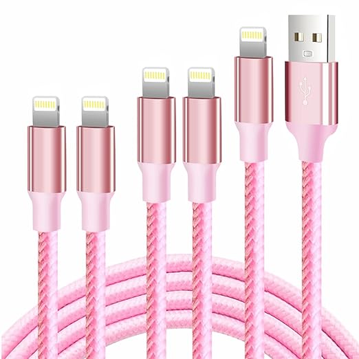 Apple certified built-in terminal and smart chip ensure your Apple devices are charged safely at their fastest possible speed,  Braided Fast Charging Cord Compatible for iPhone 14/13/12/11/X/Max/8/7/6/5/SE/Plus/iPad - Pink
