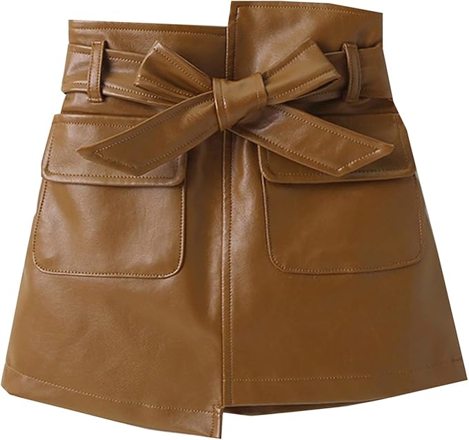skirt is the perfect gift and accessory for your baby girl's birthday gift! Fancy rainbow tutu skirt perfect for the little girl. Perfect for fairy costumes, PU Irregular Leather Skirt Girl Elastic Waist Leather A-Line Short Mini Skirts with Belt Fashion