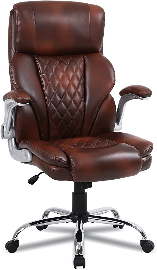 Big and Tall Office Chair Wide Spring Seat Executive Office Chair Back Support Home Office Desk Chair for Heavy People Computer PU Leather Chair with Heavy Duty Casters 360 Swivel Chair