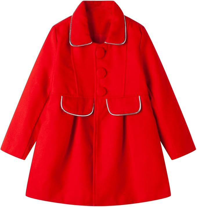The combination of wind resistance, warmth, and breath-ability provides comfort in eveydays wear for your kids,  Little Girls Peacoat Faux Wool Dress Coat Slim
