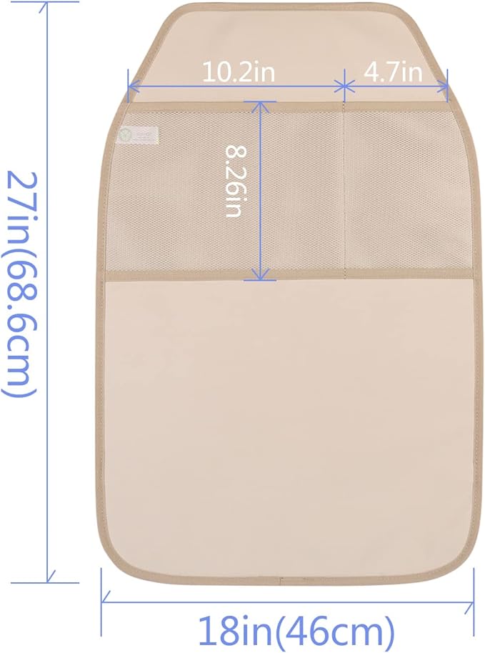 2 pack of kick mats protect both your driver's seat and front passenger seat,  Mat 2 Pack Durable Water Resistant Auto Seat Back Covers with 2 Mesh Pockets Protection Against Dust Mud