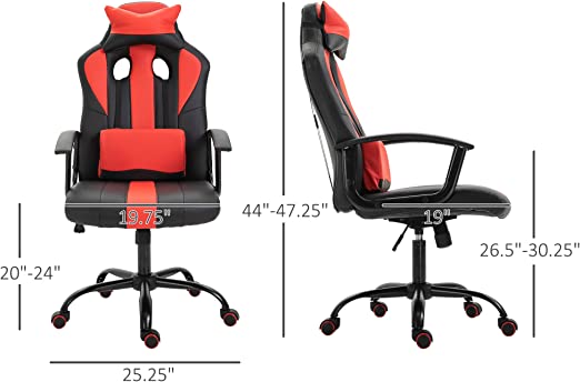 Gaming Chair with Footrest, Ergonomic Office Chair, Adjustable Swivel Leather Desk Chair, Reclining High Back Computer Chair with Lumbar Support and Headrest