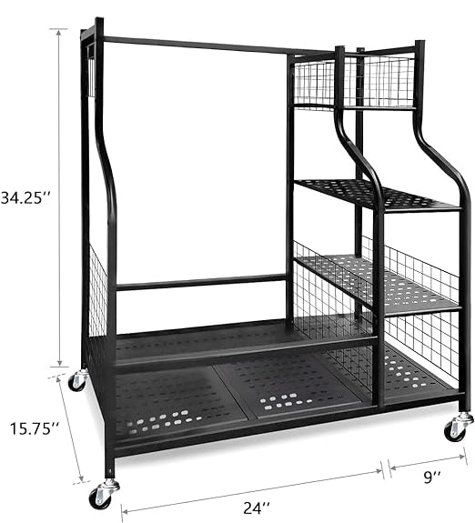 The golf organizer for garage is made of high-quality metal with powder coating that stops chipping, Golf Bag Organizer, Golf Rack, Golf Equipment Storage,