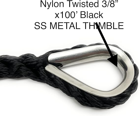 ensuring excellent shock absorption under heavy load exertion, with 316 SS Metal Thimble and Heat Sealed End - Ideal for Rigging