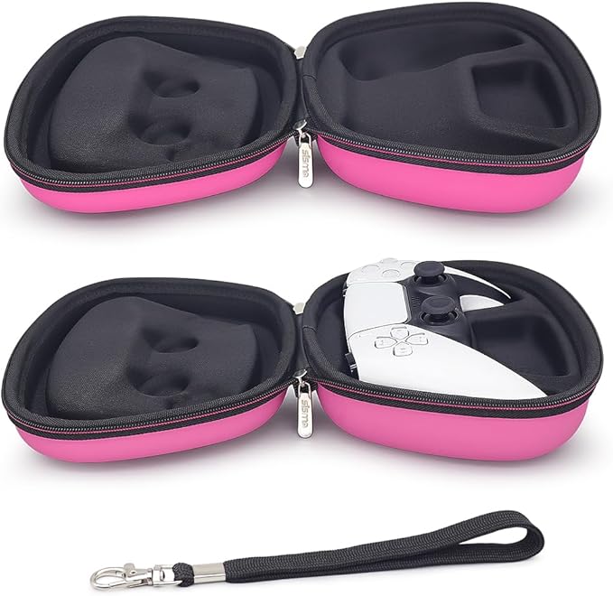 Easy to grasp and pull metal-zippers, wear-resistant and durable, Protective Cover PlayStation 5 Controller Holder Carrying Bag Pink