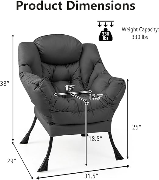 Upholstered Lounge Accent Chair,  chair can be used as a game chair or office chair to meet your different needs.Single Leisure Sofa Chair with Armrests & Side Pocket,
