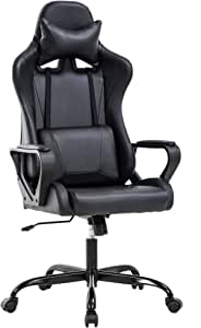 BestOffice Office Chair Desk Gaming Racing High Back Computer Task Swivel Executive Stool with Lumbar Support,Gaming Chair with Lumbar Support PC Computer Chair Racing Chair PU Task Desk Chair Ergonomic Executive Swivel Rolling Chair