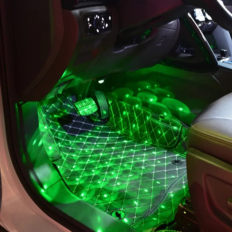Car Voice Control Seven Color Atmosphere Light LED Decorative Light Black