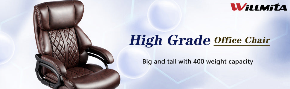 Executive Office Chair Ergonomic PU Leather Office Chair.Lumbar Support with Adjustable High Back Lumbar Support. Modern Executive Chair and Computer Desk Chair, for Heavy People Executive