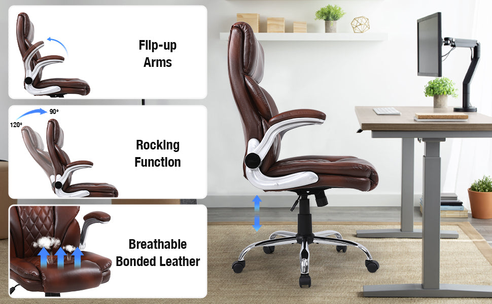 Big and Tall Office Chair Wide Spring Seat Executive Office Chair Back Support Home Office Desk Chair for Heavy People Computer PU Leather Chair with Heavy Duty Casters 360 Swivel Chair