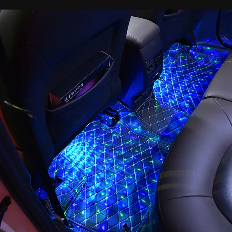 Car Voice Control Seven Color Atmosphere Light LED Decorative Light Black