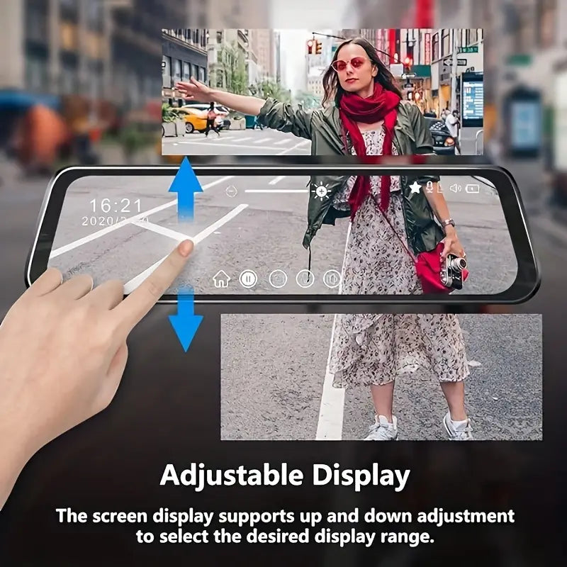, Parking Assist And Monitor, Night Vision, 160° Viewing Angle, Split Screen Display With 8G - Car Rearview Mirror CameraB Memory Card -  Full Touch Screen Waterproof Front And Rear Camera