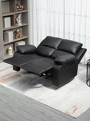 Upholstered in high-density foam padding with S spring and elastic band in seat, and doll cotton in back,PU Leather Manual Recliner Chair with Pullback Control Footrest for Living Room
