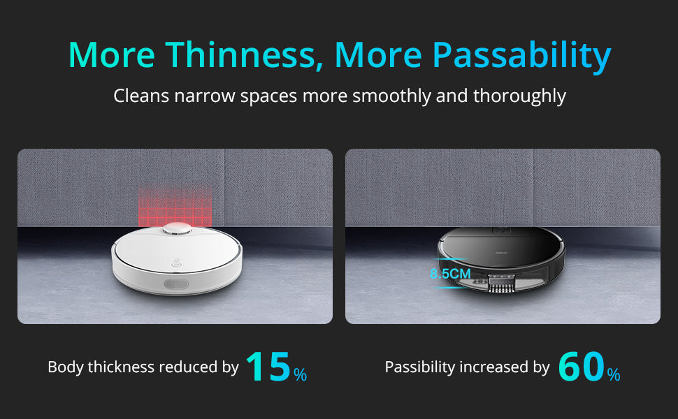 Vacuum and Mop Combo, 3300Pa Powerful Suction Ultra Slim Robot with Precise Lidar Navigation and Obstacle Avoidance