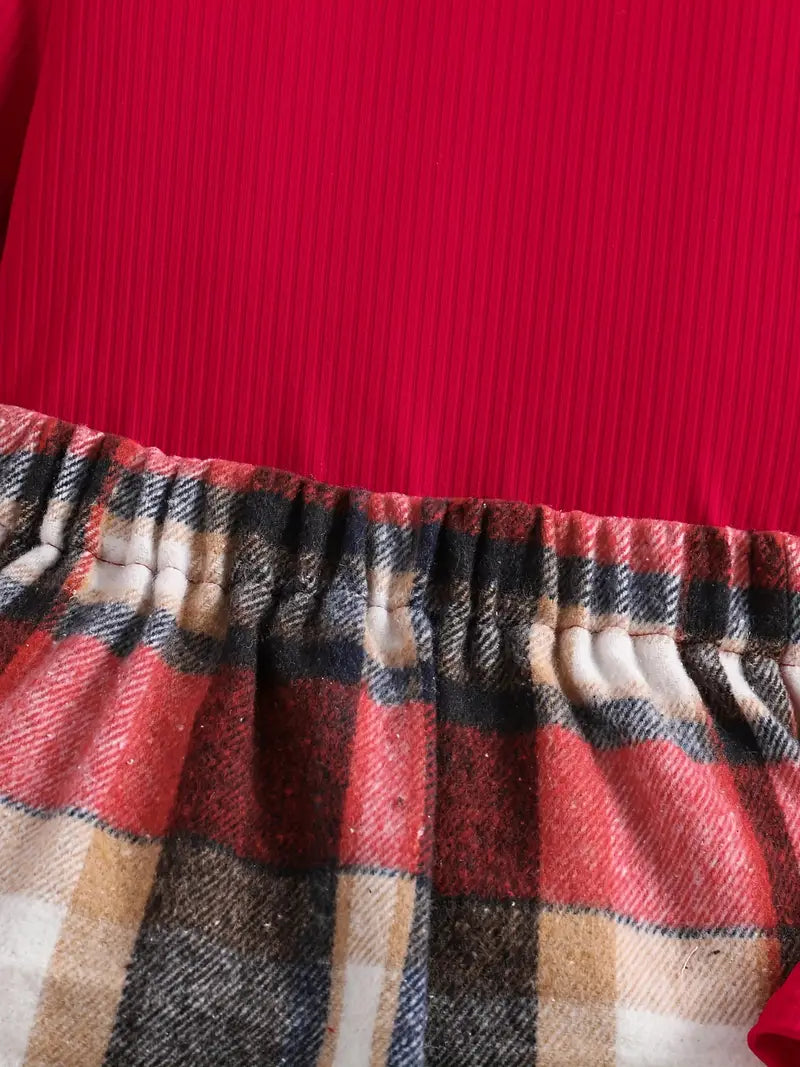 Toddler Girl Fall Winter Clothes Turtleneck Knit Pullover Tops Plaid Pleated Mini Skirt 2Pcs Outfits Set