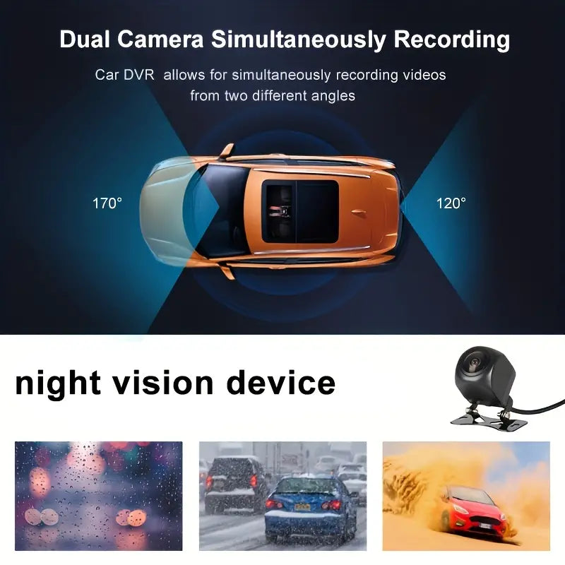 , Parking Assist And Monitor, Night Vision, 160° Viewing Angle, Split Screen Display With 8G - Car Rearview Mirror CameraB Memory Card -  Full Touch Screen Waterproof Front And Rear Camera