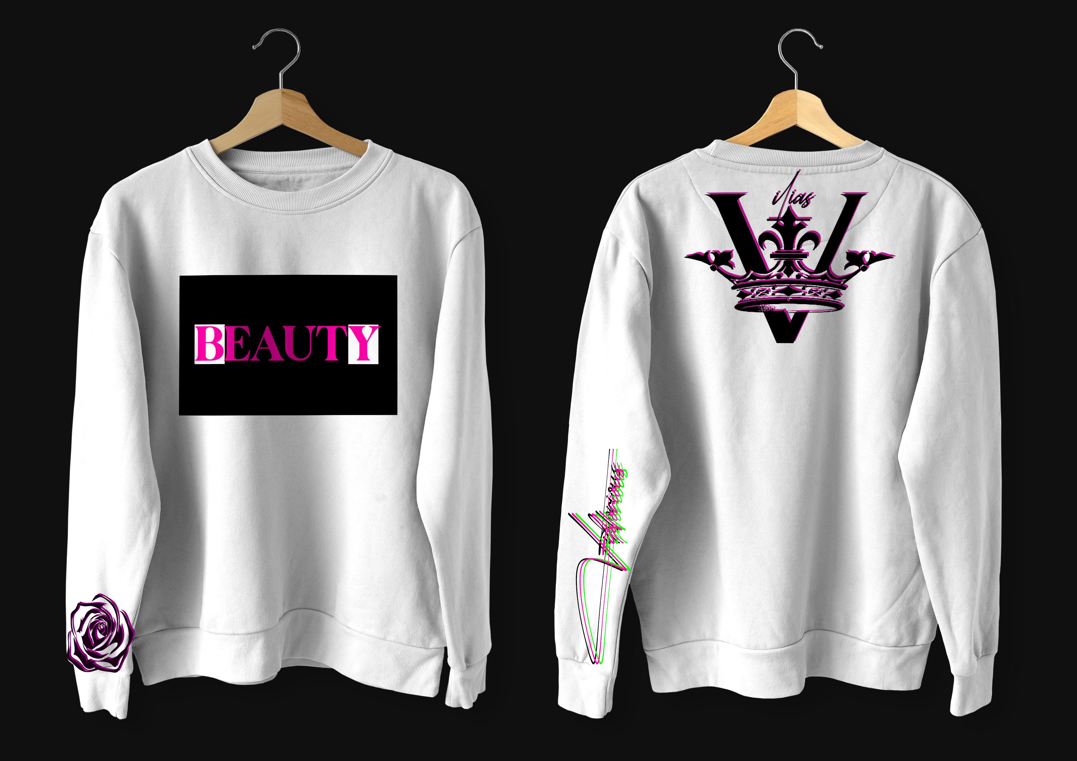 VIKTORIOUS - WOMEN Crewneck Sweatshirt Long Sleeve Casual Warm Fleece Pullover & BEAUTY