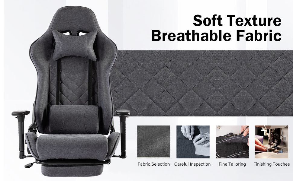 Gaming Chair with Massager Lumbar Support and Retractible Footrest, High Back Ergonomic Racing Style Computer Leather Executive Office Swivel Chairs Adjustable Armrests and Backrest