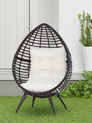 PP cotton-padded cushion is included for an added comfortable lounging experience. Chair with Trapezoidal Cushion, 352lbs Capacity Egg Chair, for  Patio
