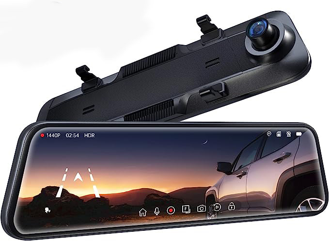 The car camera utilizes the Real 1440P plus HDR technology to provide you with a high-definition image whether in daylight or at night. With advanced image processing technology,P12 Mirror Dash Cam