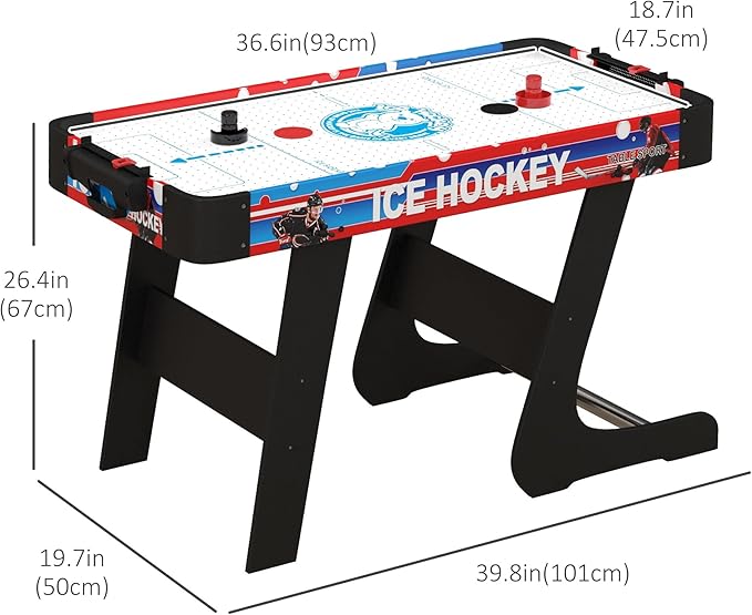 quiet and even airflow to decrease friction for a smooth playing experience, Air Hockey Table for Youth and Adults, Folding Air Hockey Arcade Table with 2 Pucks