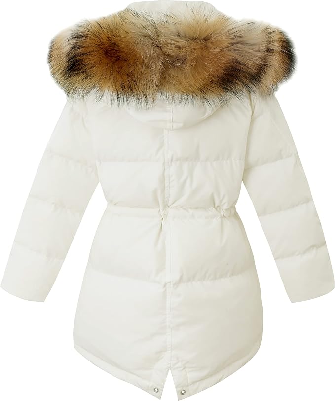 Waterproof fabric,Make sure your child stays dry even during misty weather, allowing it to stay dry in light rain for 2-3 hours, Girls Puffer Jacket Kids Winter Hooded Down Coat Thick Snow suit, Girls Fur Hooded Puffer Down Coat Thicken Outerwear