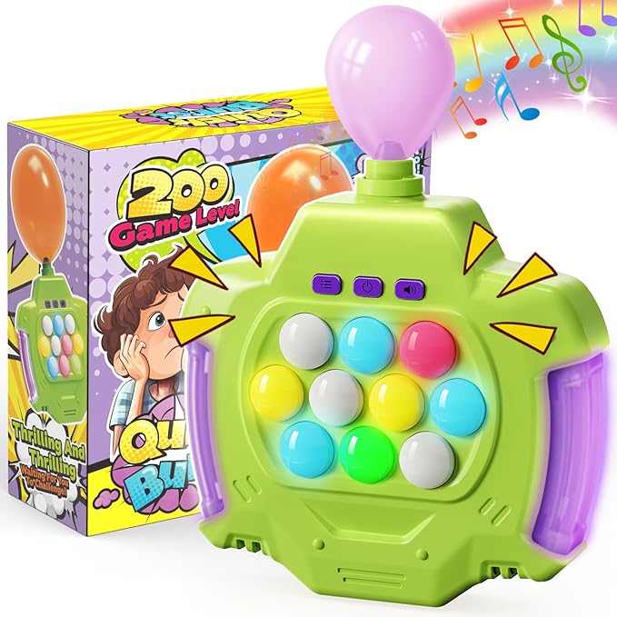 This rechargeable, portable pop it game light up fidget toy with 200 levels, Puzzle Game Console, Light up Handheld Pop It Fidget Toy for Kids