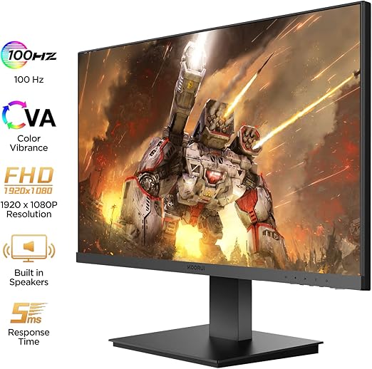 100Hz and response speed of 4ms for smoother images. FreeSync technology is also installed (G-Sync compatible), 22 Inch Computer Gaming Monitor, FHD 1080P Desktop Display with 2 Speakers, 100HZ Ultra Thin Bezel/Eye Care/Ergonomic Tilt,