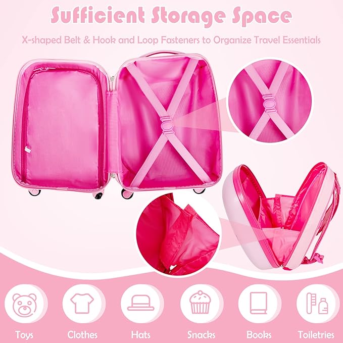 this luggage and backpack set features a hard shell, which is non-deformable, Rolling Suitcase with Spinner Wheels, Travel Rolling Luggage for Boys Girls