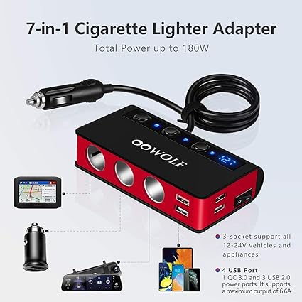 Cigarette Lighter Adapter for DC 12V/24V Car,