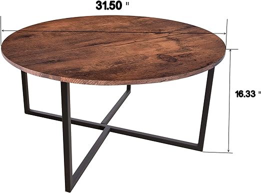 Base Metal Frame, Accent Furniture for Home Office,Round Living Room Coffee Table