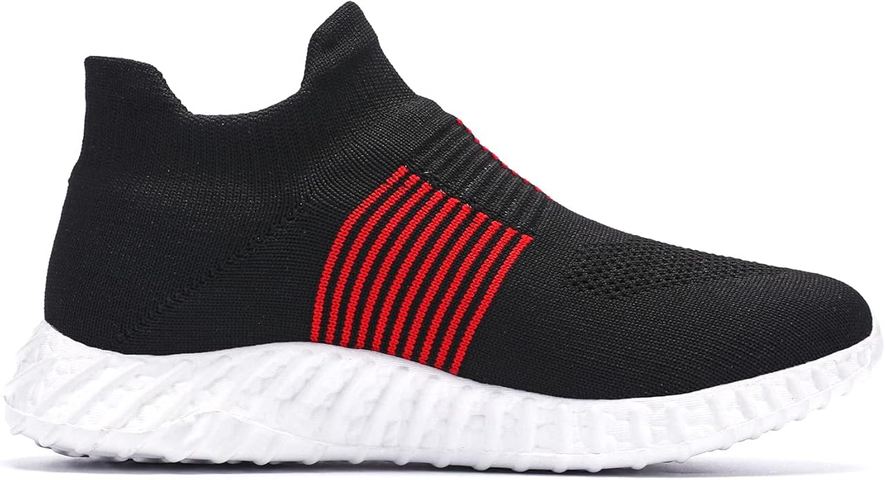 slip-resistant design and solid EVA sole cover high impact zones for durability with less weight, Breathable Lightweight Athletic Running Walking Slip On Sneakers