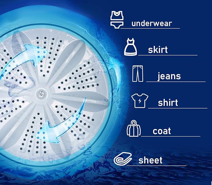 The portable full-automatic washing machine with a space-saving design, Laundry Washer with Built in UV Light for Apartments RVs