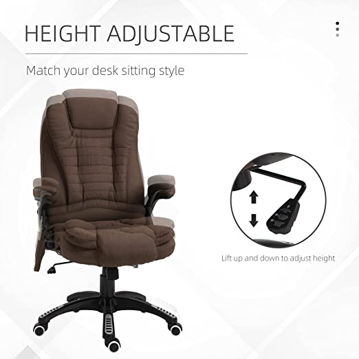 Office Desk Chair with Massage Lumbar Support, Vintage Style Armchair PU Leather E-Sports Chair with Retractable Footrest