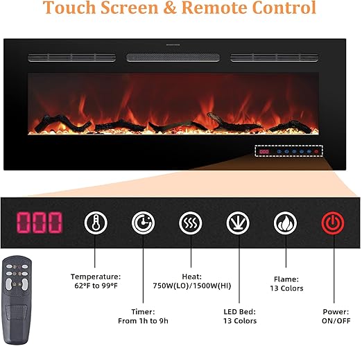 be mounted on fitable place as your required easily.A detailed installtion information could be found in the Manual,Fireplace Heater, Log & Crystal, Remote Control, Linear Fireplace Electric with 13 Flame Colors, 750/1500W