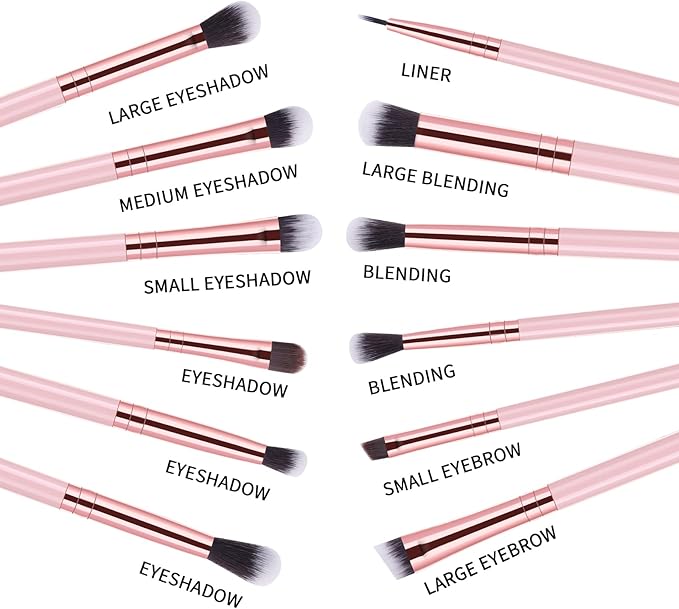 he handmade eyeshadow brushes are made of premium synthetic fiber materials. High density and fine texture for long lasting, 12pcs Eyeshadow Makeup Brushes Set with Soft Synthetic Hairs & Real Wood Handle for Eyeshadow,